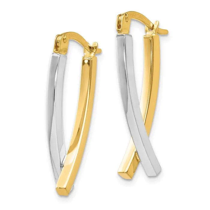 Jewelry Earrings 14K Twotone Hinged Tube Earrings Jewelry Earrings 14K Twotone Hinged Tube Earrings