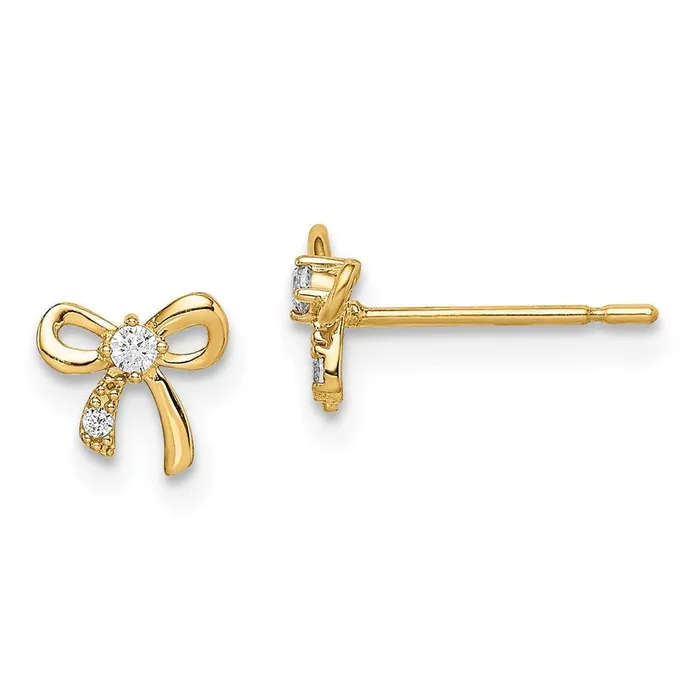 Jewelry Earrings Madi K Kids 14k CZ Bow Post Earrings