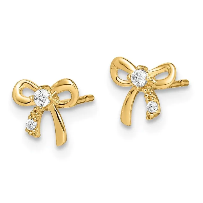 Jewelry Earrings Madi K Kids 14k CZ Bow Post Earrings Jewelry Earrings Madi K Kids 14k CZ Bow Post Earrings