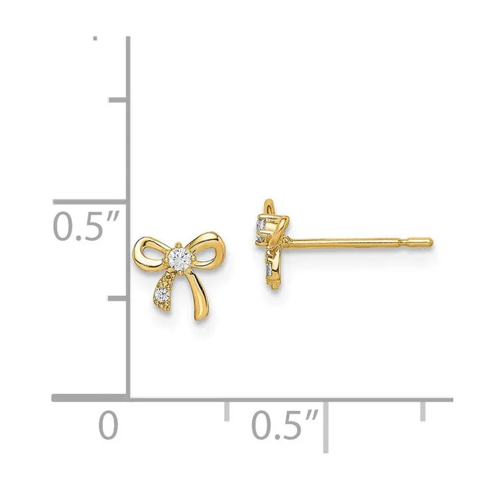 Jewelry Earrings Madi K Kids 14k CZ Bow Post Earrings Jewelry Earrings Madi K Kids 14k CZ Bow Post Earrings
