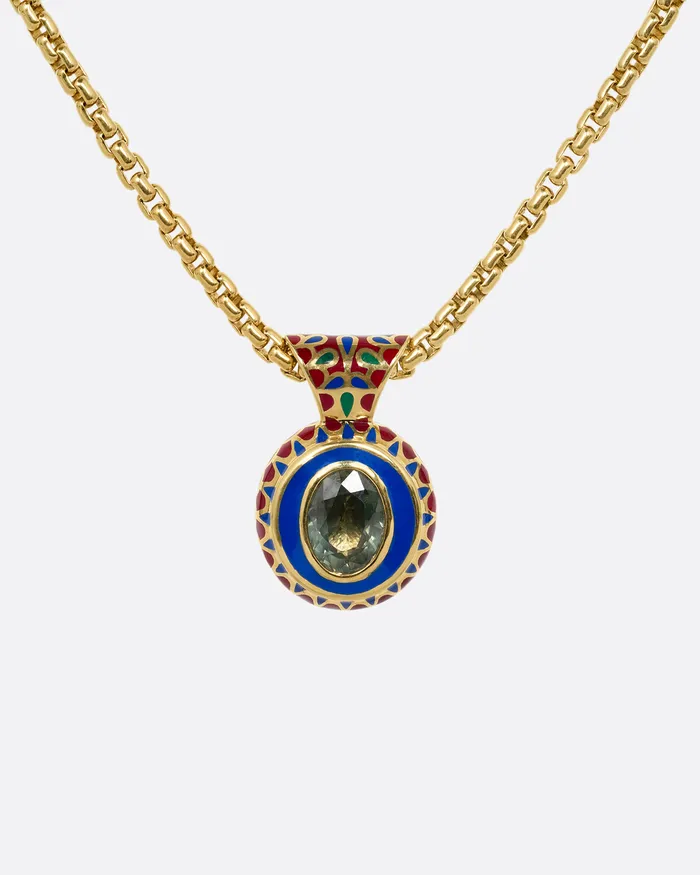 KATHRYN BENTLEY Greta Sapphire and Enamel Pendant Necklace Necklaces