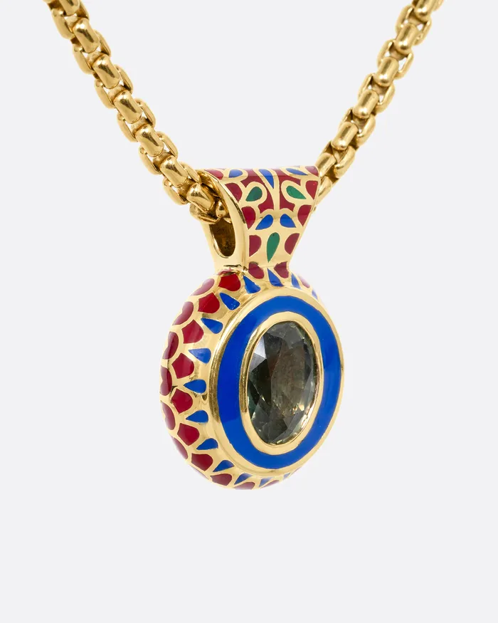 KATHRYN BENTLEY Greta Sapphire and Enamel Pendant Necklace Necklaces KATHRYN BENTLEY Greta Sapphire and Enamel Pendant Necklace Necklaces