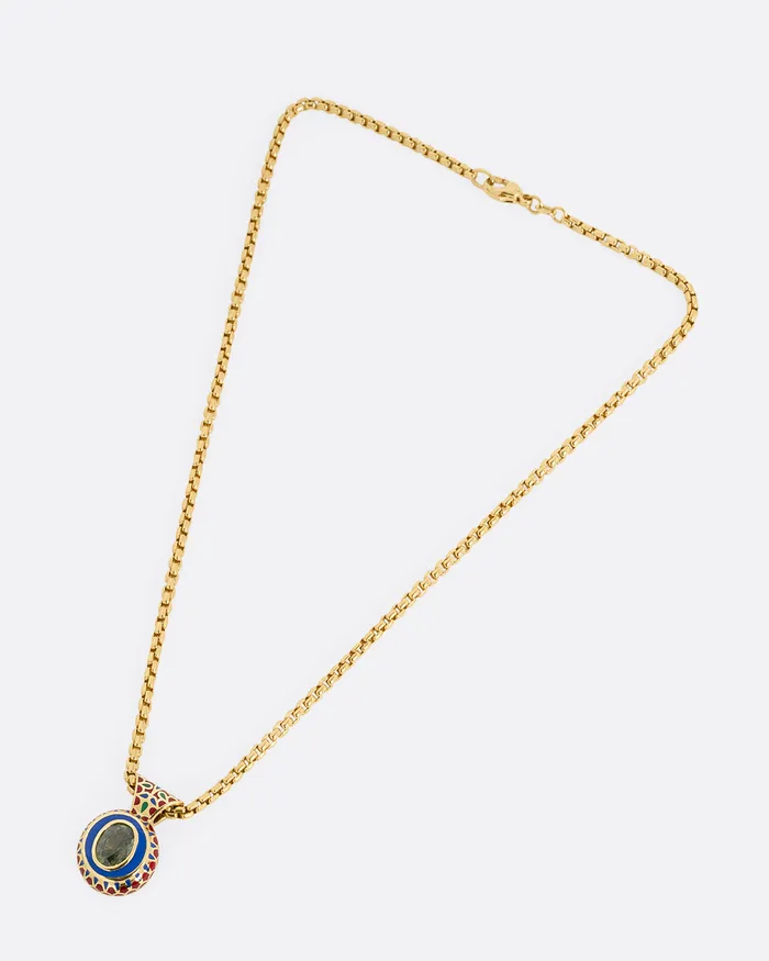 KATHRYN BENTLEY Greta Sapphire and Enamel Pendant Necklace Necklaces KATHRYN BENTLEY Greta Sapphire and Enamel Pendant Necklace Necklaces