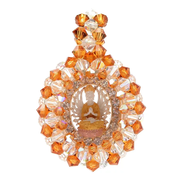 Kwan Yin Pendant Goddess Swarovski Crystal 18K Gold Satin Crystals PreStyled Sets