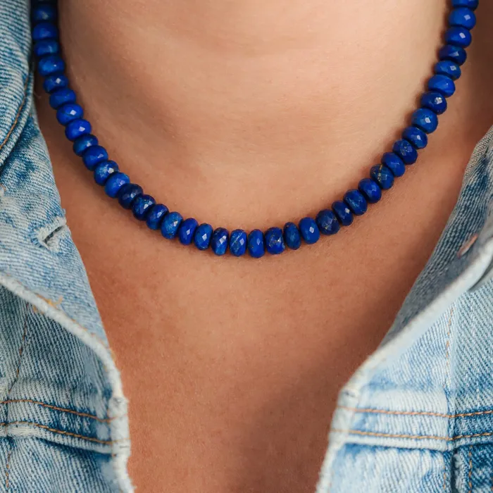 Lapis lazuli faceted rondel necklace Earthly Abundance Necklaces