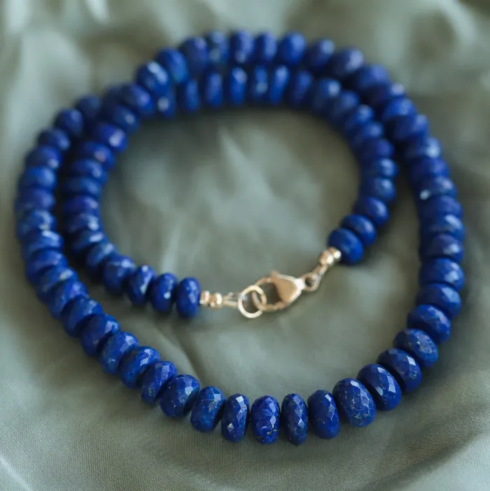 Lapis lazuli faceted rondel necklace Earthly Abundance Necklaces
