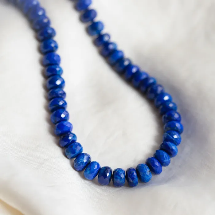 Lapis lazuli faceted rondel necklace Earthly Abundance Necklaces