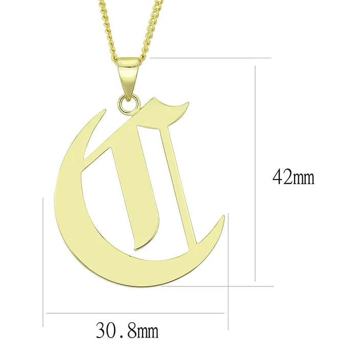 LO228 Gold Brass Chain Pendant with No Stone Alamode Necklaces