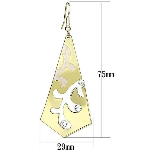 LO2710 Gold Iron Earrings with Top Grade Crystal in Clear Alamode Earrings