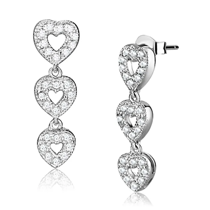 LOS722 Rhodium 925 Sterling Silver Earrings with AAA Grade CZ in Clear Alamode Earrings LOS722 Rhodium 925 Sterling Silver Earrings with AAA Grade CZ in Clear Alamode Earrings