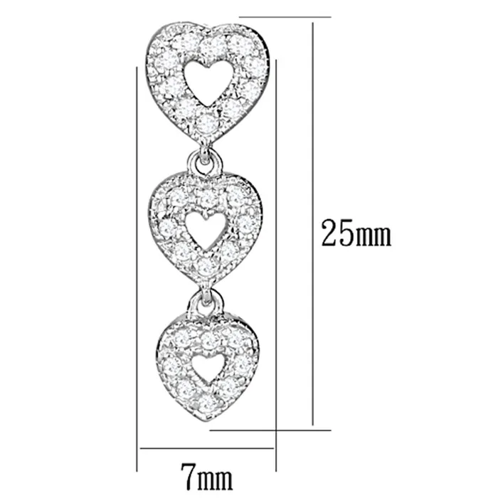 LOS722 Rhodium 925 Sterling Silver Earrings with AAA Grade CZ in Clear Alamode Earrings