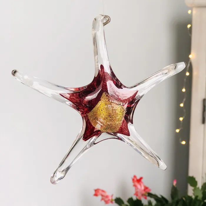 Luke Adams Glass Blowing Studio Necklaces January Birthstone Hanging Star