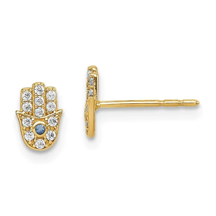 Madi K Kids 14k CZ Hamsa Post Earrings Jewelry Earrings