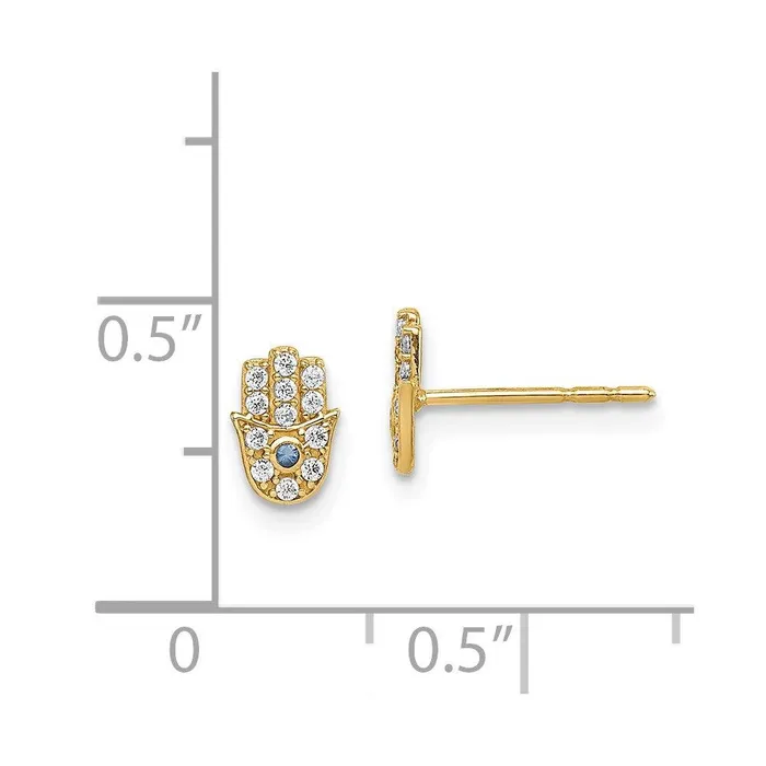 Madi K Kids 14k CZ Hamsa Post Earrings Jewelry Earrings Madi K Kids 14k CZ Hamsa Post Earrings Jewelry Earrings