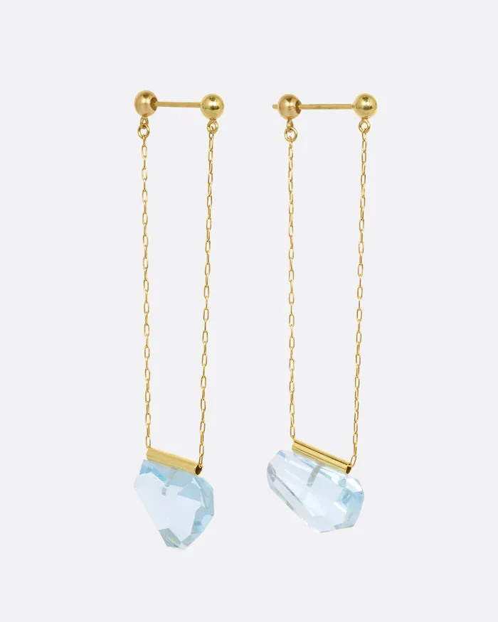 MONAKA Earrings Blue Topaz Chain Drop Earrings