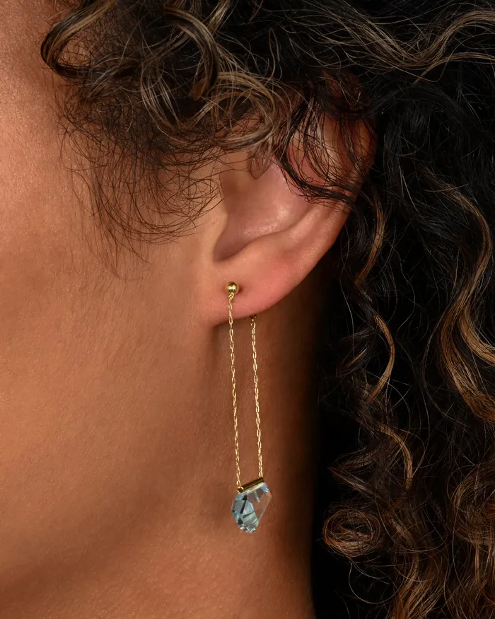 MONAKA Earrings Blue Topaz Chain Drop Earrings MONAKA Earrings Blue Topaz Chain Drop Earrings