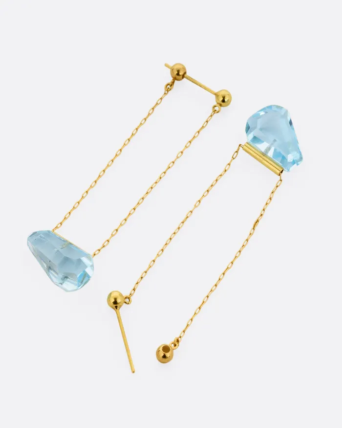 MONAKA Earrings Blue Topaz Chain Drop Earrings MONAKA Earrings Blue Topaz Chain Drop Earrings
