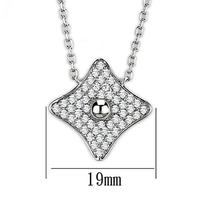 Necklaces Alamode 3W430 Rhodium Brass Necklace with AAA Grade CZ in Clear
