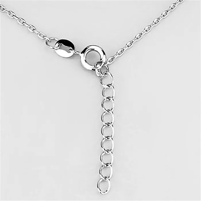 Necklaces Alamode 3W430 Rhodium Brass Necklace with AAA Grade CZ in Clear