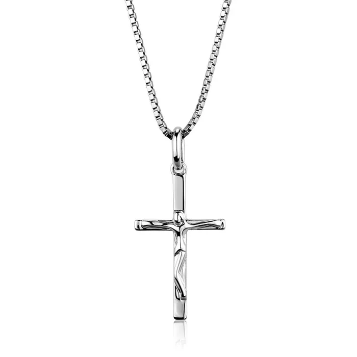Necklaces Alamode 3W847 Rhodium Brass Chain Pendant with No Stone