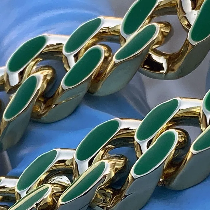 Necklaces Bling Cartel Admin 14K Gold Plated 20 Green Cuban Link Chain Necklace Necklaces Bling Cartel Admin 14K Gold Plated 20 Green Cuban Link Chain Necklace
