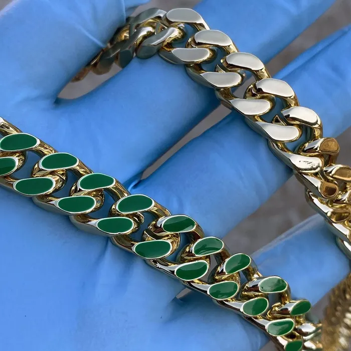 Necklaces Bling Cartel Admin 14K Gold Plated 20 Green Cuban Link Chain Necklace Necklaces Bling Cartel Admin 14K Gold Plated 20 Green Cuban Link Chain Necklace