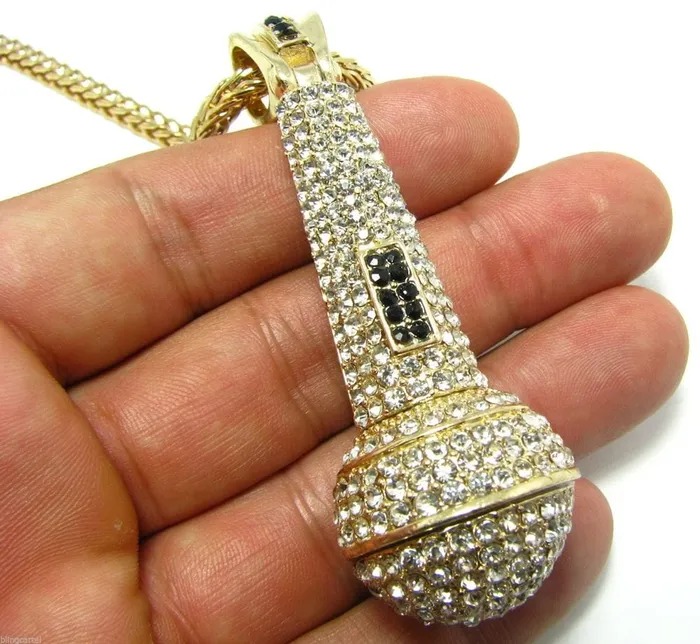 Necklaces Bling Cartel Admin Microphone Iced Pendant Gold Finish 36 Franco Chain Necklace Necklaces Bling Cartel Admin Microphone Iced Pendant Gold Finish 36 Franco Chain Necklace
