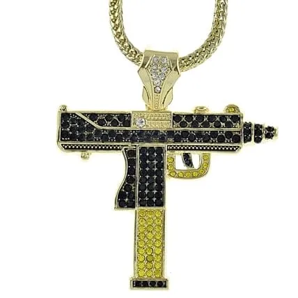Necklaces Bling Cartel Admin UZI Gun Black and Yellow Gold Finish 36 Franco Chain Necklace Necklaces Bling Cartel Admin UZI Gun Black and Yellow Gold Finish 36 Franco Chain Necklace