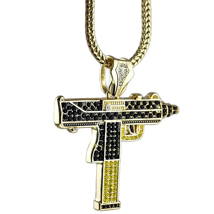 Necklaces Bling Cartel Admin UZI Gun Black and Yellow Gold Finish 36 Franco Chain Necklace Necklaces Bling Cartel Admin UZI Gun Black and Yellow Gold Finish 36 Franco Chain Necklace