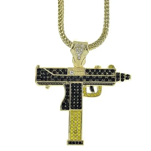 Necklaces Bling Cartel Admin UZI Gun Black and Yellow Gold Finish 36 Franco Chain Necklace Necklaces Bling Cartel Admin UZI Gun Black and Yellow Gold Finish 36 Franco Chain Necklace