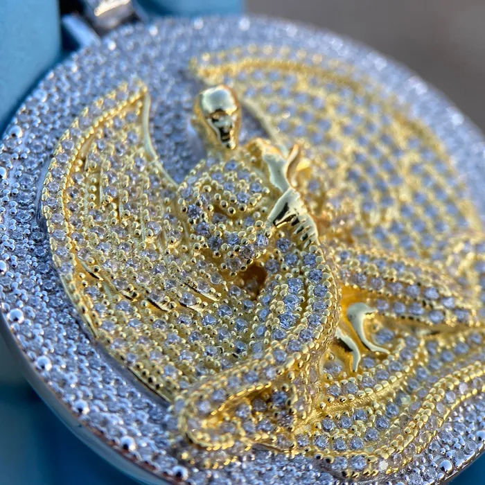 Necklaces Bling Cartel Euphanasia Pendant Medallion Iced Gold Finish over 925 Silver Silver Trim Necklaces Bling Cartel Euphanasia Pendant Medallion Iced Gold Finish over 925 Silver Silver Trim