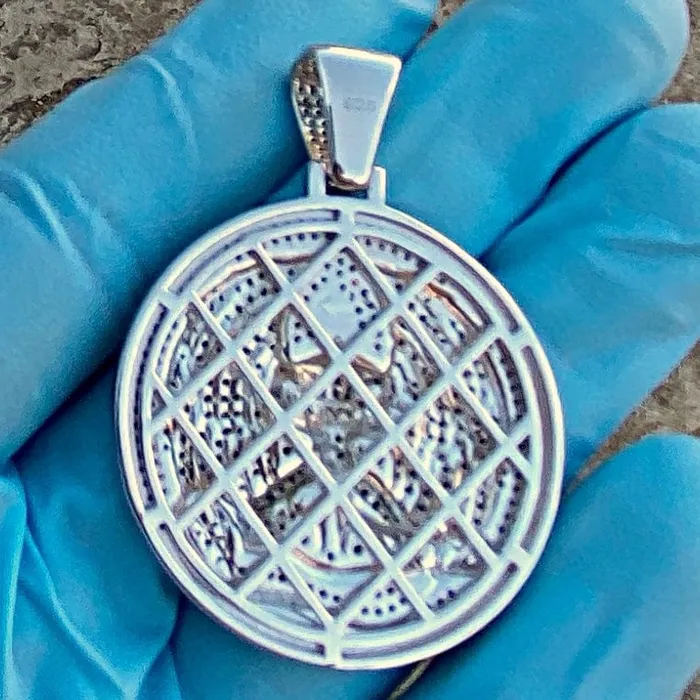 Necklaces Bling Cartel Euphanasia Pendant Medallion Iced Gold Finish over 925 Silver Silver Trim Necklaces Bling Cartel Euphanasia Pendant Medallion Iced Gold Finish over 925 Silver Silver Trim