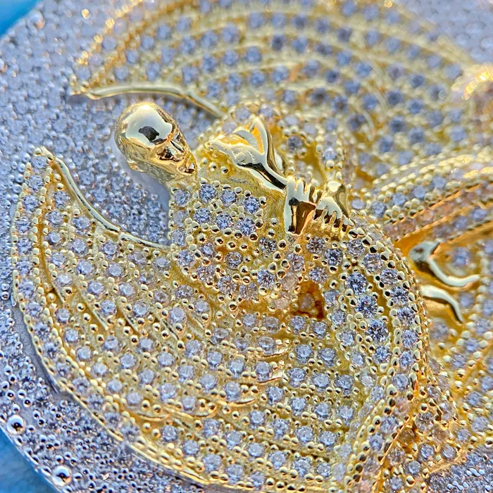 Necklaces Bling Cartel Euphanasia Pendant Medallion Iced Gold Finish over 925 Silver Silver Trim Necklaces Bling Cartel Euphanasia Pendant Medallion Iced Gold Finish over 925 Silver Silver Trim