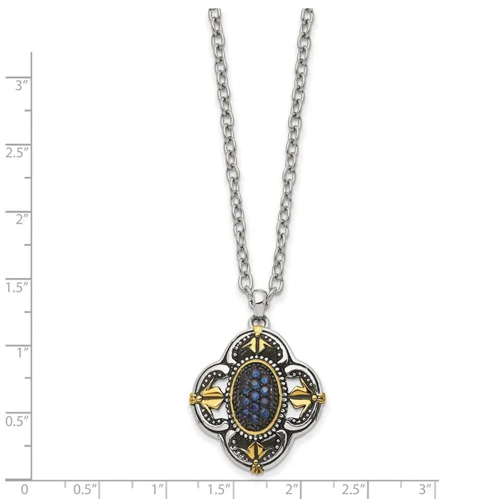 Necklaces Chisel Stainless Steel Blue Glass with Yellow IPplated Accent Necklace Necklaces Chisel Stainless Steel Blue Glass with Yellow IPplated Accent Necklace