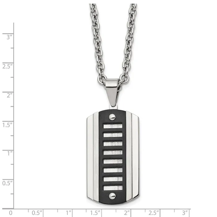 Necklaces Chisel Stainless Steel Brushed Polished Black Ipplated Dog Tag Necklace Necklaces Chisel Stainless Steel Brushed Polished Black Ipplated Dog Tag Necklace