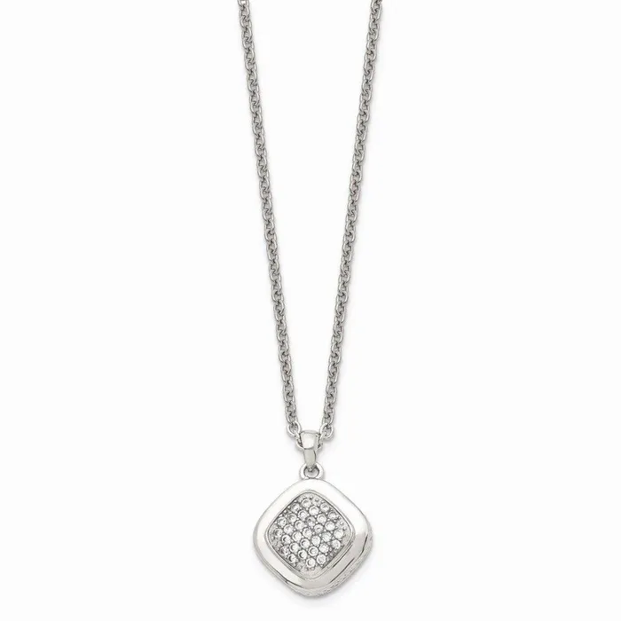 Necklaces Chisel Stainless Steel Polished CZ Square w2in ext Necklace Necklaces Chisel Stainless Steel Polished CZ Square w2in ext Necklace