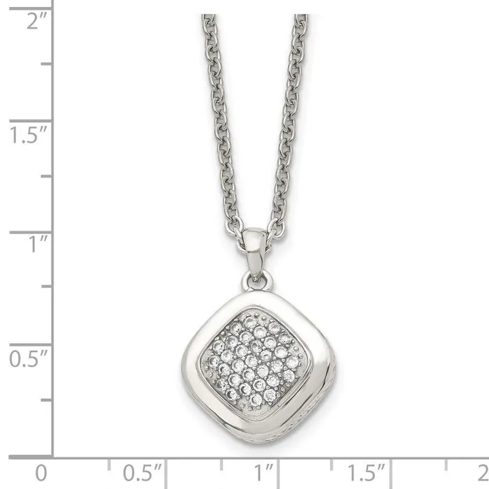 Necklaces Chisel Stainless Steel Polished CZ Square w2in ext Necklace Necklaces Chisel Stainless Steel Polished CZ Square w2in ext Necklace