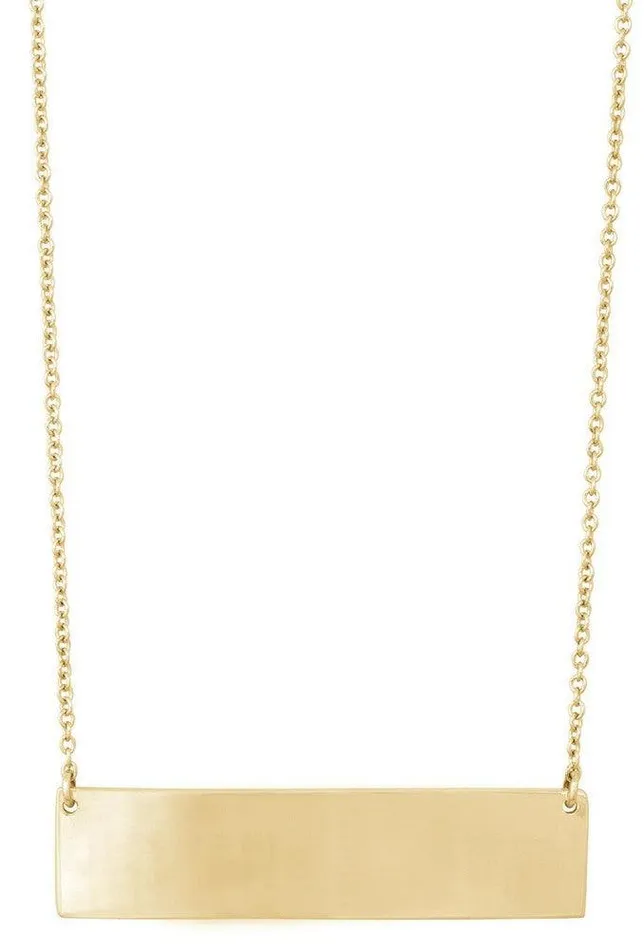 Necklaces Classic Sterling Silver Large Flat Bar Gold Plated Necklace