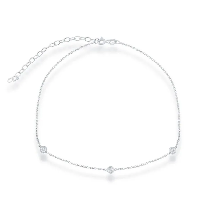 Necklaces Classic Sterling Silver Small CZ By The Yard Choker Necklace