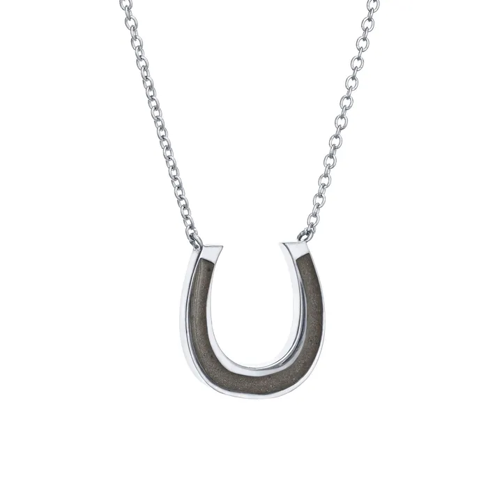 Necklaces closebymejewelry Horseshoe Cremation Necklace in 14K White Gold