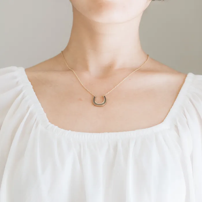 Necklaces closebymejewelry Horseshoe Cremation Necklace in 14K White Gold