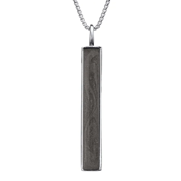 Necklaces closebymejewelry Long Bar Cremation Necklace in 14K White Gold
