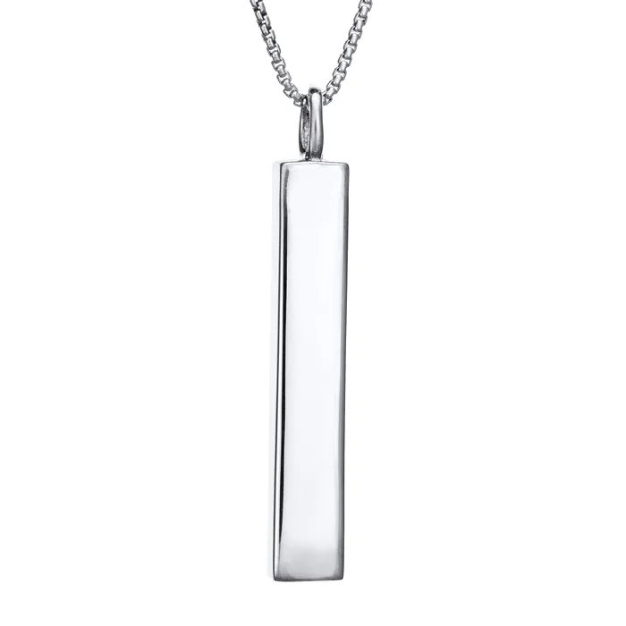 Necklaces closebymejewelry Long Bar Cremation Necklace in 14K White Gold