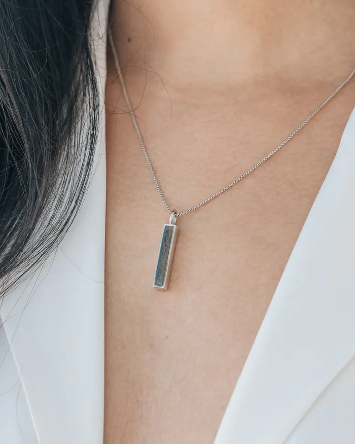Necklaces closebymejewelry Small Bar Cremation Necklace in 14K White Gold