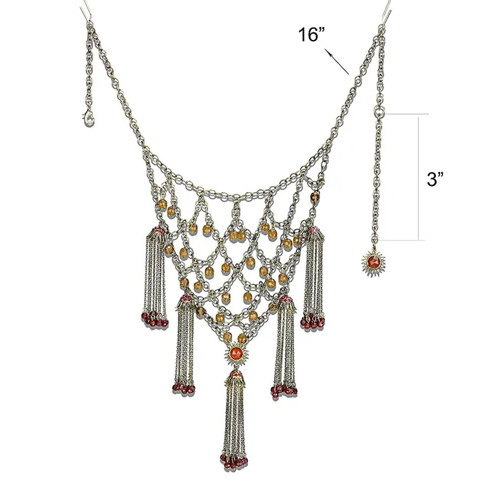 Necklaces LO4213 Antique Copper Brass Necklace with Synthetic Onyx in Red Series Alamode