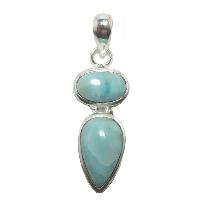 Necklaces Satin Crystals Larimar Pendant Blessing in Blue Gems Sterling Silver Necklaces Satin Crystals Larimar Pendant Blessing in Blue Gems Sterling Silver