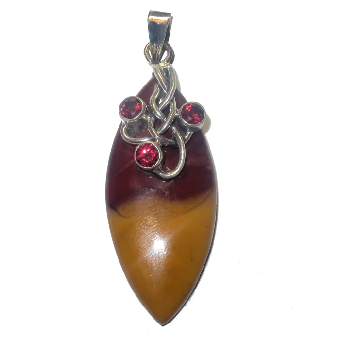 Necklaces Satin Crystals Mookaite Jasper Pendant Garnet Gem Sterling Silver