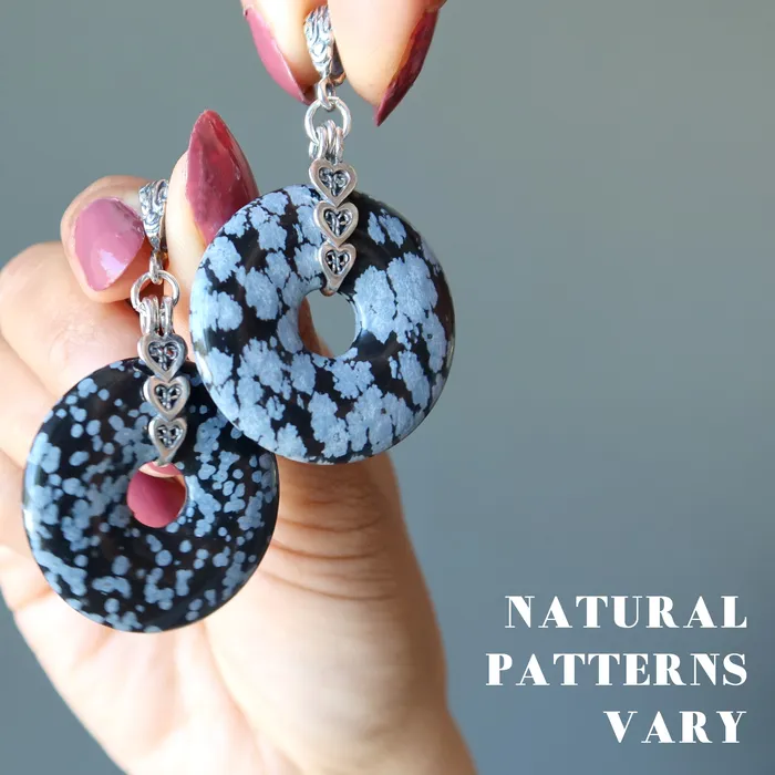Necklaces Satin Crystals Snowflake Obsidian Pendant Infinite Loop Sterling Silver