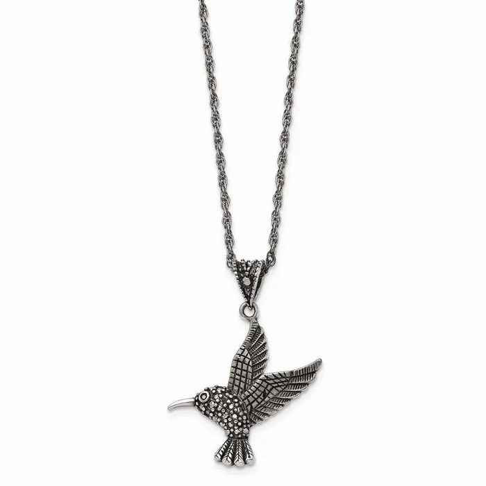 Necklaces Stainless Steel Marcasite and Antiqued Bird Necklace Chisel Necklaces Stainless Steel Marcasite and Antiqued Bird Necklace Chisel