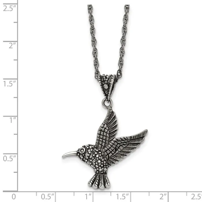 Necklaces Stainless Steel Marcasite and Antiqued Bird Necklace Chisel Necklaces Stainless Steel Marcasite and Antiqued Bird Necklace Chisel